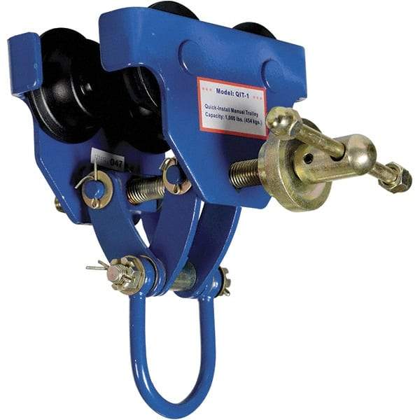 Vestil - 0.5 Ton Capacity Quick Install Manual Trolley - 3" to 5" Flange Width - Industrial Tool & Supply