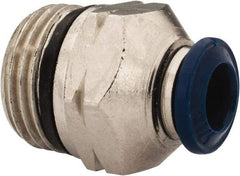 Alpha Technologies - 1/4" Outside Diam, 3/8 Universal Thread, Nickel Plated Brass Push-to-Connect Male Connector - 250 Max psi, Tube to Universal Thread Connection, Buna O-Ring - Industrial Tool & Supply