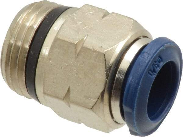 Alpha Technologies - 3/8" Outside Diam, 3/8 Universal Thread, Nickel Plated Brass Push-to-Connect Male Connector - 250 Max psi, Tube to Universal Thread Connection, Buna O-Ring - Industrial Tool & Supply