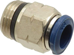 Alpha Technologies - 3/8" Outside Diam, 3/8 Universal Thread, Nickel Plated Brass Push-to-Connect Male Connector - 250 Max psi, Tube to Universal Thread Connection, Buna O-Ring - Industrial Tool & Supply