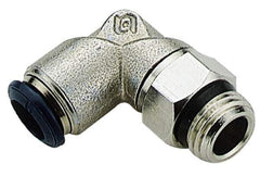 Alpha Technologies - 5/16" Outside Diam, 3/8 Universal Thread, Nickel Plated Brass Push-to-Connect Male Swivel Elbow - 250 Max psi, Tube to Universal Thread Connection, Buna O-Ring - Industrial Tool & Supply