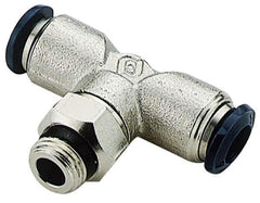 Alpha Technologies - 1/8" Outside Diam, 1/8 Universal Thread, Nickel Plated Brass Push-to-Connect Male Swivel Branch Tee - 250 Max psi, Tube to Universal Thread Connection, Buna O-Ring - Industrial Tool & Supply