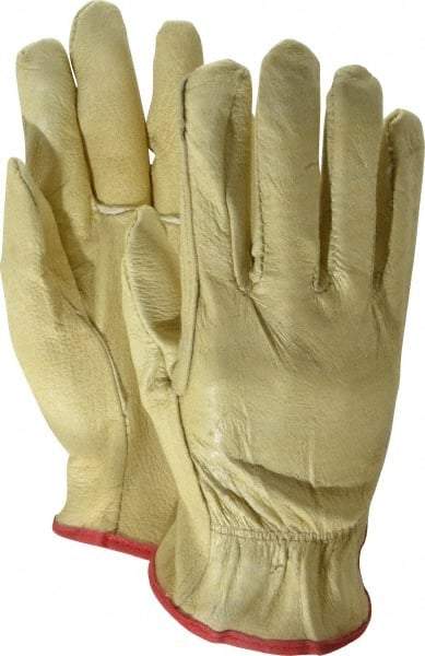 MCR Safety - Size S Grain Pigskin Work Gloves - For Work & Driver, Uncoated, Slip-On Cuff, Tan, Paired - Industrial Tool & Supply
