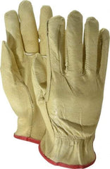 MCR Safety - Size S Grain Pigskin Work Gloves - For Work & Driver, Uncoated, Slip-On Cuff, Tan, Paired - Industrial Tool & Supply