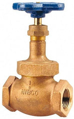 NIBCO - 3/4" Pipe, Threaded Ends, Bronze Integral Oxygen Service Globe Valve - PTFE Disc, Union Bonnet, 300 psi WOG, 150 psi WSP, Class 150 - Industrial Tool & Supply