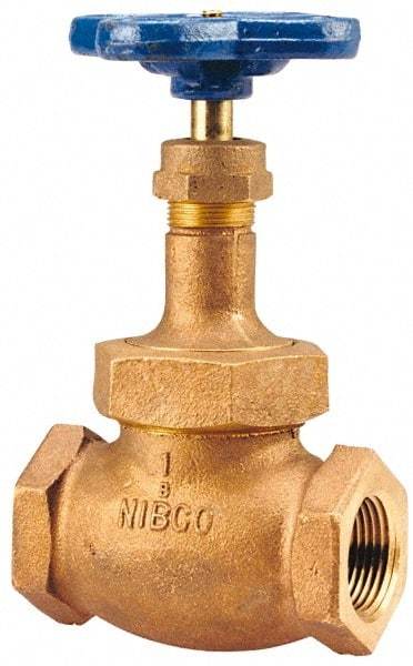 NIBCO - 1/8" Pipe, Threaded Ends, Bronze Integral Globe Valve - PTFE Disc, Union Bonnet, 300 psi WOG, 150 psi WSP, Class 150 - Industrial Tool & Supply