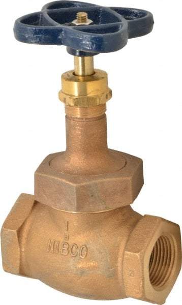 NIBCO - 1" Pipe, Threaded Ends, Bronze Integral Globe Valve - PTFE Disc, Screw-In Bonnet, 200 psi WOG, 125 psi WSP, Class 125 - Industrial Tool & Supply
