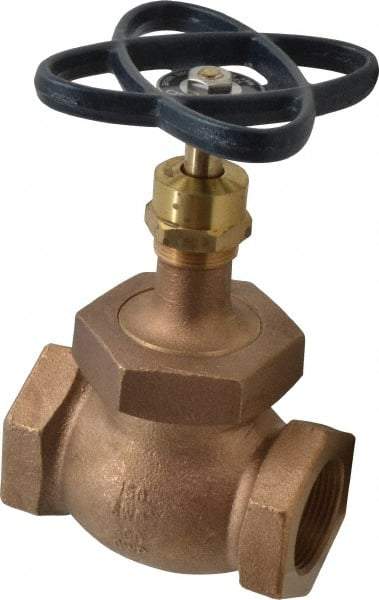 NIBCO - 1-1/4" Pipe, Threaded Ends, Bronze Integral Globe Valve - PTFE Disc, Screw-In Bonnet, 200 psi WOG, 125 psi WSP, Class 125 - Industrial Tool & Supply