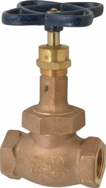 NIBCO - 1" Pipe, Threaded Ends, Bronze Renewable Full Plug Disc Globe Valve - Alloy Threads Disc, Union Bonnet, 400 psi WOG, 200 psi WSP, Class 200 - Industrial Tool & Supply