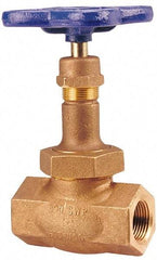 NIBCO - 3/8" Pipe, Threaded Ends, Bronze Renewable Full Plug Disc Globe Valve - Alloy Threads Disc, Union Bonnet, 600 psi WOG, 300 psi WSP, Class 300 - Industrial Tool & Supply