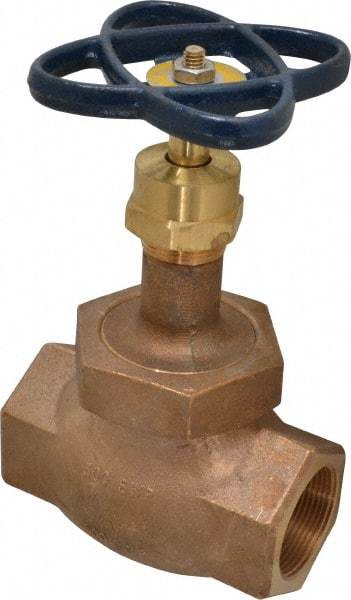 NIBCO - 1-1/2" Pipe, Threaded Ends, Bronze Integral Globe Valve - Bronze Disc, Union Bonnet, 600 psi WOG, 300 psi WSP, Class 300 - Industrial Tool & Supply