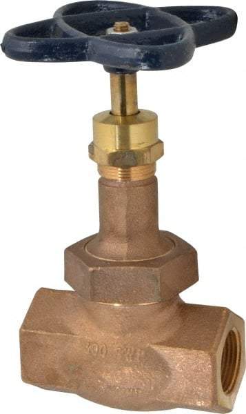NIBCO - 1" Pipe, Threaded Ends, Bronze Integral Globe Valve - PTFE Disc, Union Bonnet, 600 psi WOG, 300 psi WSP, Class 300 - Industrial Tool & Supply