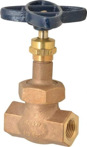 NIBCO - 1/2" Pipe, Threaded Ends, Bronze Renewable Full Plug Disc Globe Valve - Alloy Threads Disc, Union Bonnet, 600 psi WOG, 300 psi WSP, Class 300 - Industrial Tool & Supply