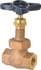 NIBCO - 1/2" Pipe, Threaded Ends, Bronze Renewable Full Plug Disc Globe Valve - Alloy Threads Disc, Union Bonnet, 600 psi WOG, 300 psi WSP, Class 300 - Industrial Tool & Supply