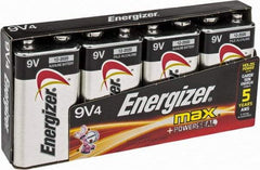 Energizer - Size 9V, Alkaline, 4 Pack, Standard Battery - 9 Volts, Miniature Snap Terminal, 6LR61, ANSI, IEC Regulated - Industrial Tool & Supply