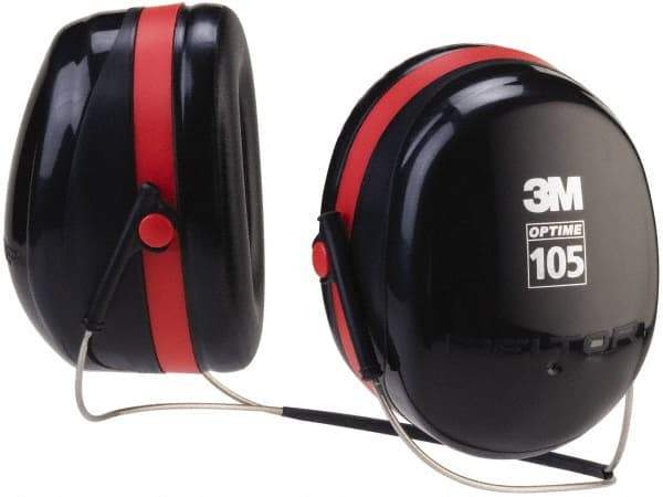 3M - Behind the Neck Black & Red Foam Cushion Earmuffs - 29 NRR Rating - Industrial Tool & Supply