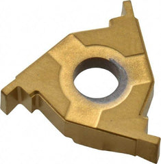 Carmex - 0.03916ER/IL Grade BXC, 0.039" Cutting Width Carbide Grooving Insert - 0.055" Max Depth of Cut, External Right/Internal Left, 0.004" Corner Radius, TiN Finish - Industrial Tool & Supply