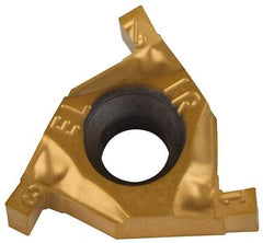 Carmex - 0.06216IR/EL Grade BXC, 1/16" Cutting Width Carbide Grooving Insert - 0.075" Max Depth of Cut, Internal Right/External Left, 0.004" Corner Radius, TiN Finish - Industrial Tool & Supply