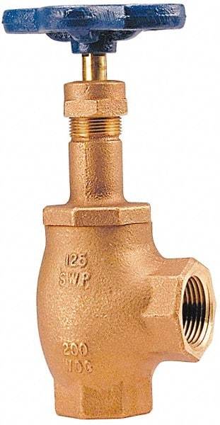 NIBCO - 1" Pipe, Class 125, Threaded Bronze Renewable Angle Gate Valve - 200 WOG, 125 WSP, Screw-In Bonnet - Industrial Tool & Supply