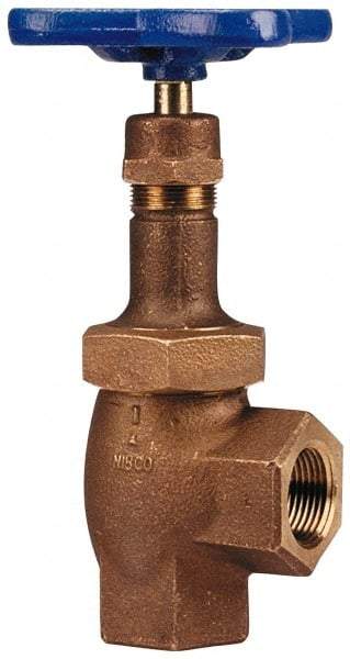 NIBCO - 1-1/2" Pipe, Class 300, Threaded Bronze Renewable Angle Gate Valve - 600 WOG, 300 WSP, Union Bonnet - Industrial Tool & Supply