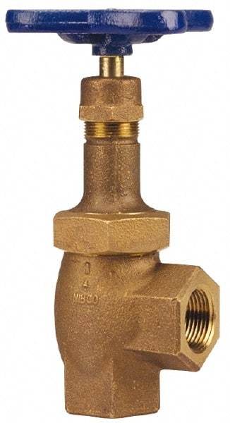 NIBCO - 1/2" Pipe, Class 300, Threaded Bronze Replaceable Angle Gate Valve - 600 WOG, 300 WSP, Union Bonnet - Industrial Tool & Supply