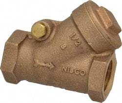 NIBCO - 1/2" Bronze Check Valve - Y-Pattern, FNPT x FNPT, 200 WOG - Industrial Tool & Supply