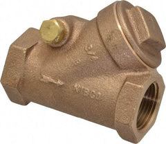 NIBCO - 3/4" Bronze Check Valve - Y-Pattern, FNPT x FNPT, 200 WOG - Industrial Tool & Supply