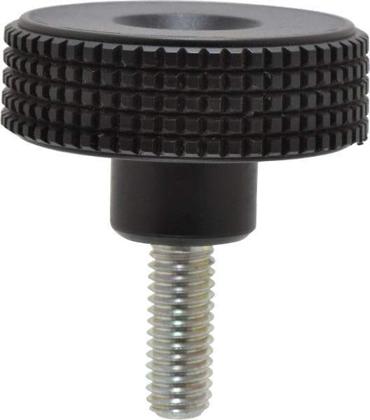 Elesa - 1.96" Head, Knurled Knob - Threaded Stem, Plastic - Industrial Tool & Supply