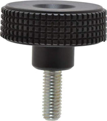 Elesa - 1.96" Head, Knurled Knob - Threaded Stem, Plastic - Industrial Tool & Supply