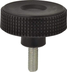 Elesa - 2.36" Head, Knurled Knob - Threaded Stem, Plastic - Industrial Tool & Supply