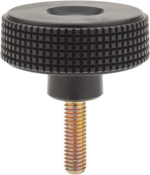 Elesa - 2.36" Head, Knurled Knob - Threaded Stem, Plastic - Industrial Tool & Supply