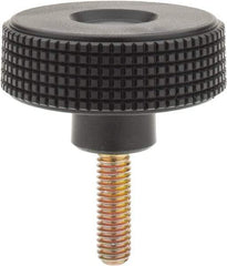 Elesa - 2.36" Head, Knurled Knob - Threaded Stem, Plastic - Industrial Tool & Supply