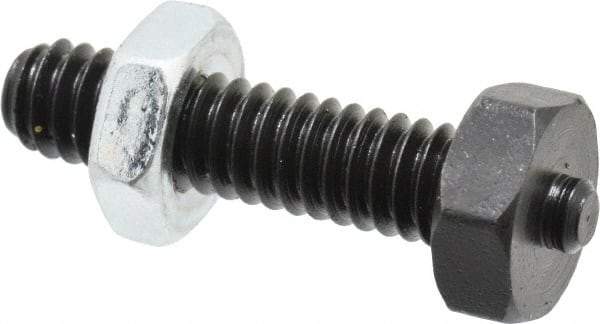 Jergens - 1/4-20 Thread, 7/16" Size, 1-1/4" Long, Black Oxide Coated, Low Carbon Steel Clamp Rest - 29/32" Thread Length, 5/32" Pin Diam x 5/64" Pin Height, 11/64" Nut Height - Industrial Tool & Supply