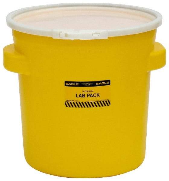 Eagle - 20 Gallon Capacity, Plastic Lever Lock, Yellow Lab Pack - 5 Gallon Container, Polyethylene, 88 Lb. Capacity, UN 1H2/X40/S Listing - Industrial Tool & Supply