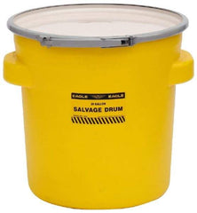 Eagle - 20 Gallon Capacity, Metal Lever Lock, Yellow Salvage Drum - 5 Gallon Container, 165 Lb. Capacity, Polyethylene, UN 1H2/X75/S Listing - Industrial Tool & Supply