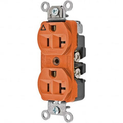 Hubbell Wiring Device-Kellems - 125V 20A NEMA 5-20R Commercial Grade Orange Straight Blade Duplex Receptacle - Industrial Tool & Supply