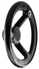 Jergens - 8 Inch, 3 Spoke Offset Handwheel - 1-17/32 Inch Hub, Plastic, Black Oxide Finish - Industrial Tool & Supply