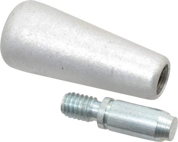 Jergens - 7/8 Inch Handle Diameter, 5/16-18 Stem, Revolving Cadmium Plated Handwheel and Machine Handle - Clear, Aluminum Handle, Carbon Steel Stem, 2 Inch Handle Length, 1/2 Inch Stem Length - Industrial Tool & Supply
