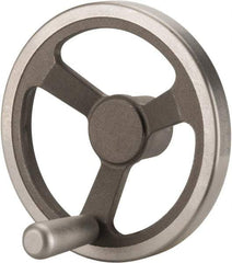 Jergens - 8", 3 Spoke Offset Handwheel with Handle - 2" Hub, Aluminum Alloy, Plain Finish - Industrial Tool & Supply