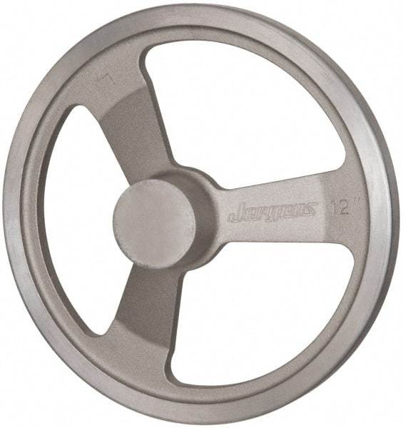 Jergens - 12", 3 Spoke Offset Handwheel - 2-1/2" Hub, Aluminum Alloy, Plain Finish - Industrial Tool & Supply
