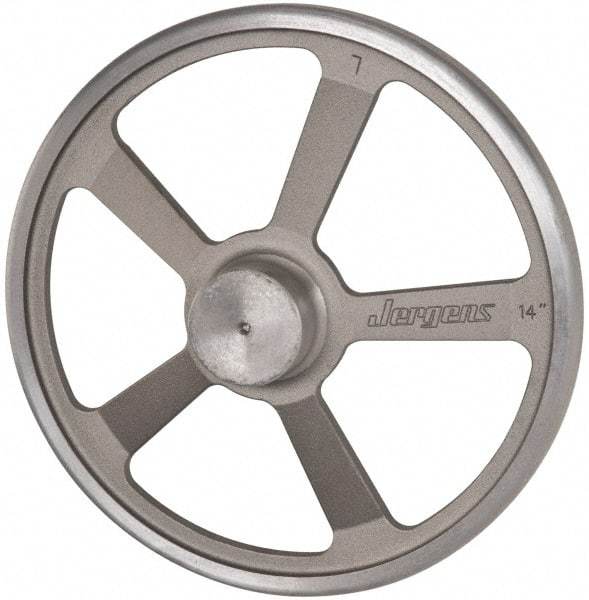 Jergens - 14", 5 Spoke Offset Handwheel - 2-3/4" Hub, Aluminum Alloy, Plain Finish - Industrial Tool & Supply