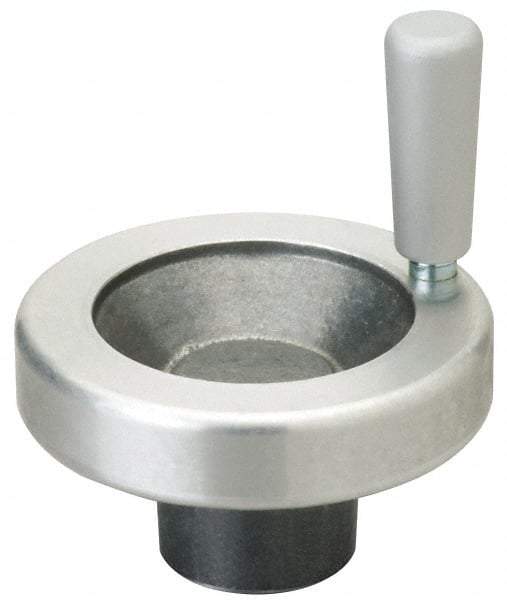 Jergens - 5" Diam, 1-1/2" Hub Diam, Grade #319, Aluminum Alloy, Angular Handwheel with Handle - 1-1/4" Hub Length, 11/16 Smaller to 2" Larger Diam - Industrial Tool & Supply