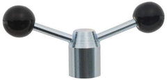 Jergens - 2 Offset Arms, Cadmium Plated, Blank Clamping Handle - 3/8 Inch Arm Diameter, 1-1/4 Inch Hub Diameter, 1 Inch Ball Diameter - Industrial Tool & Supply