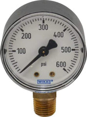 Wika - 2" Dial, 1/4 Thread, 0-600 Scale Range, Pressure Gauge - Lower Connection Mount, Accurate to 3-2-3% of Scale - Industrial Tool & Supply