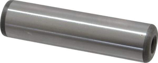 Jergens - 3/4" Diam x 3" Pin Length C-1215 Alloy Steel Pull Out Dowel Pin - C 47-58 & C 60-64 (Surface) Hardness, 1 Beveled & 1 Threaded End - Industrial Tool & Supply