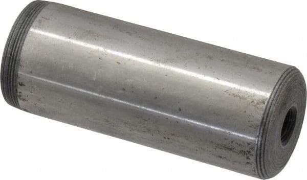 Jergens - 1" Diam x 2-1/2" Pin Length C-1215 Alloy Steel Pull Out Dowel Pin - C 47-58 & C 60-64 (Surface) Hardness, 1 Beveled & 1 Threaded End - Industrial Tool & Supply