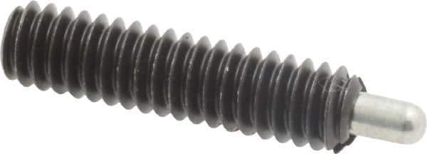 Jergens - 1/4-20, 1" Thread Length, 3/16" Plunger Projection, Steel Threaded Spring Plunger - 0.119" Max Plunger Diam, 1" Plunger Length, 1 Lb Init End Force, 4 Lb Final End Force, 1/8" Hex - Industrial Tool & Supply