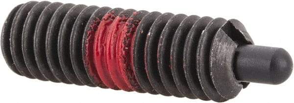 Jergens - 5/16-18, 1" Thread Length, 3/16" Plunger Projection, Steel Threaded Spring Plunger - 0.135" Max Plunger Diam, 1" Plunger Length, 3 Lb Init End Force, 15 Lb Final End Force, 5/32" Hex - Industrial Tool & Supply