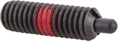Jergens - 5/16-18, 1" Thread Length, 3/16" Plunger Projection, Steel Threaded Spring Plunger - 0.135" Max Plunger Diam, 1" Plunger Length, 3 Lb Init End Force, 15 Lb Final End Force, 5/32" Hex - Industrial Tool & Supply