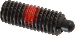 Jergens - 1/2-13, 1-1/4" Thread Length, 1/4" Plunger Projection, Steel Threaded Spring Plunger - 1/4" Max Plunger Diam, 1-1/4" Plunger Length, 6.6 Lb Init End Force, 17.4 Lb Final End Force, 1/4" Hex - Industrial Tool & Supply